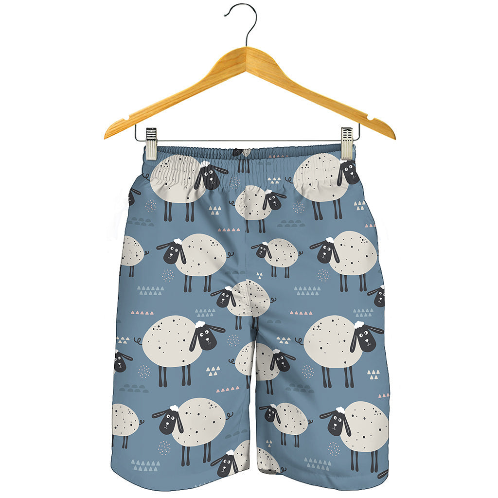 Happy Sheep Pattern Print Men's Shorts