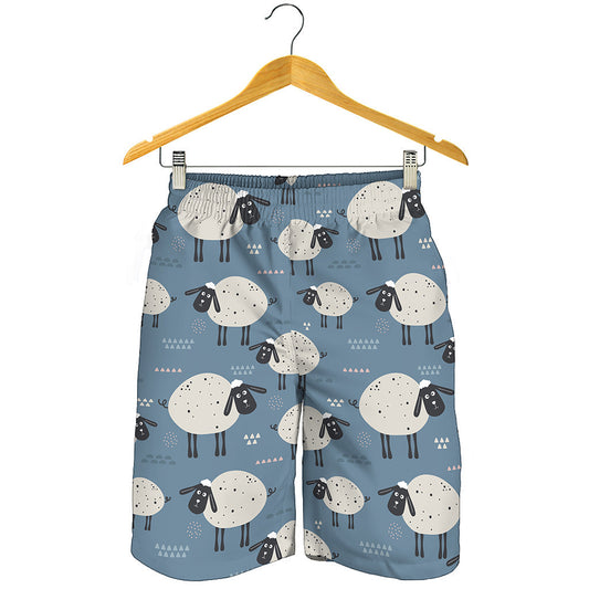 Happy Sheep Pattern Print Men's Shorts