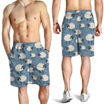 Happy Sheep Pattern Print Men's Shorts