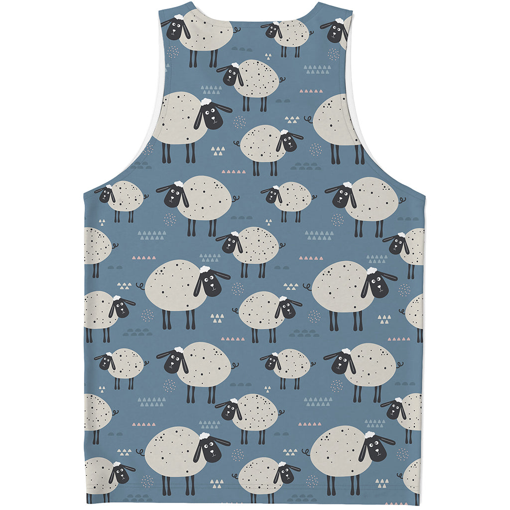 Happy Sheep Pattern Print Men's Tank Top