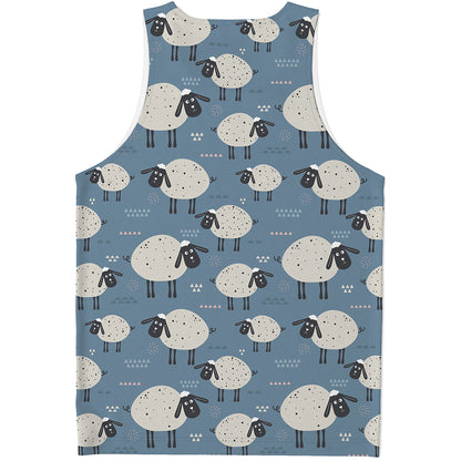 Happy Sheep Pattern Print Men's Tank Top