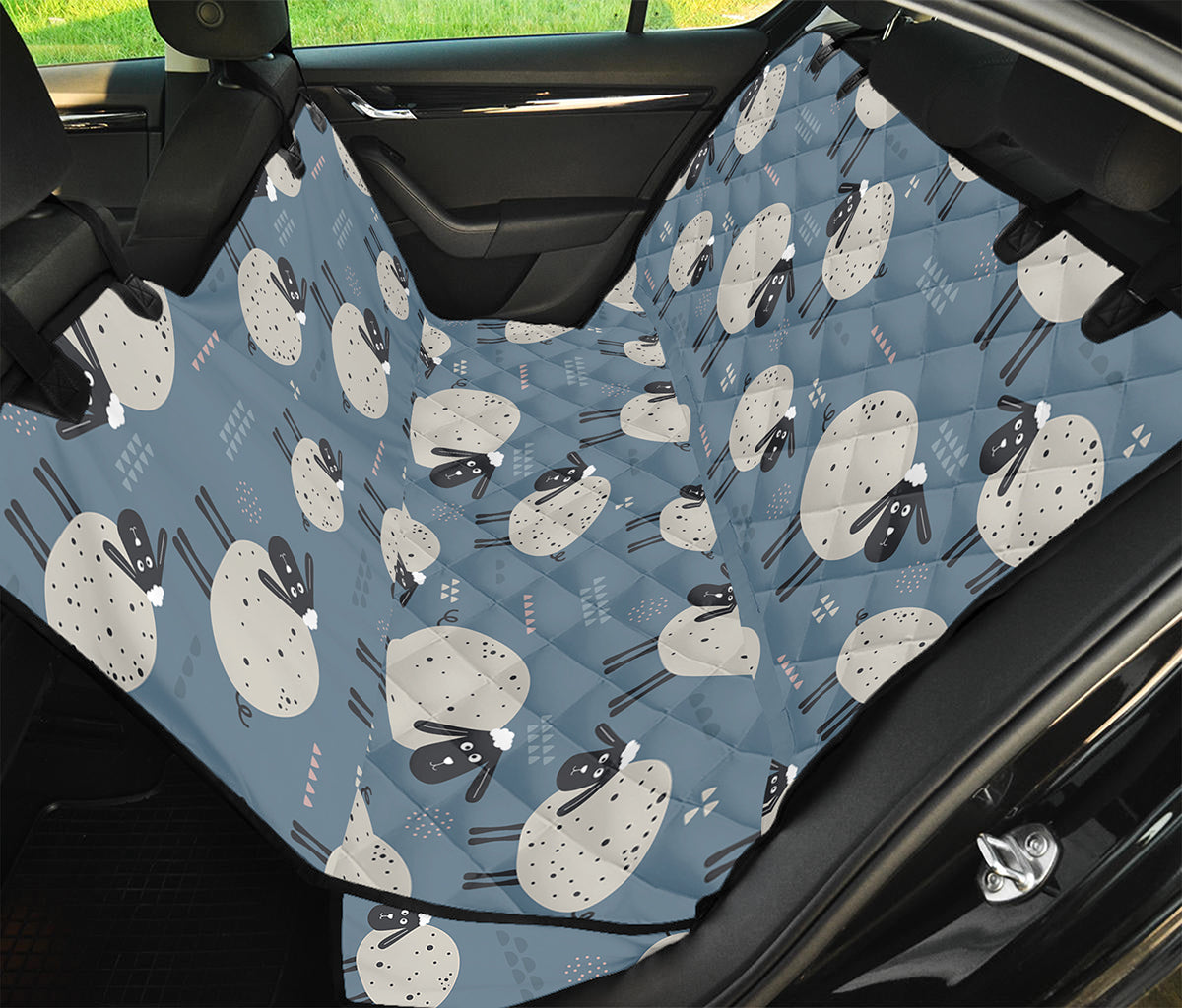 Happy Sheep Pattern Print Pet Car Back Seat Cover