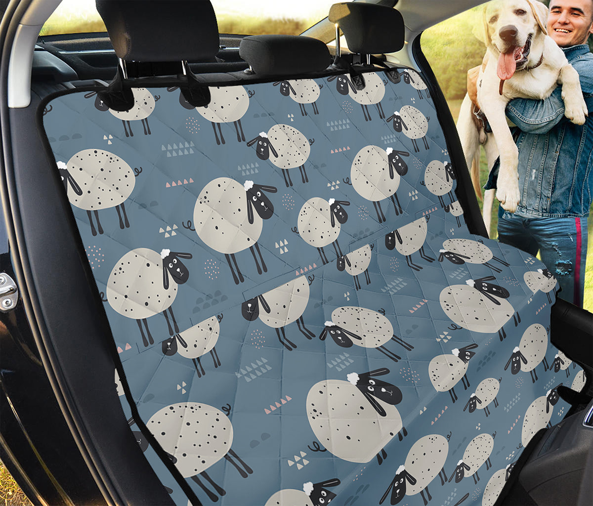 Happy Sheep Pattern Print Pet Car Back Seat Cover