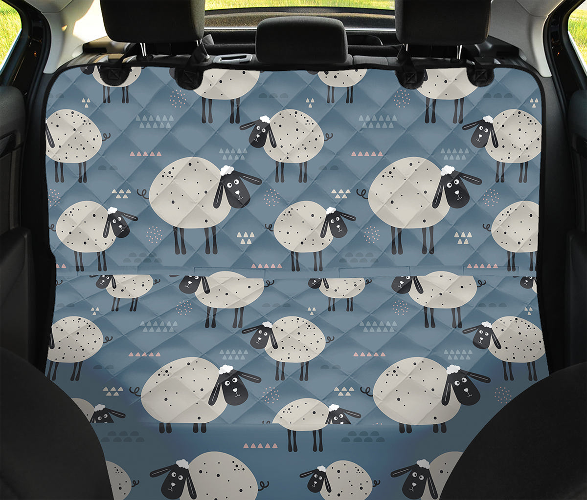 Happy Sheep Pattern Print Pet Car Back Seat Cover