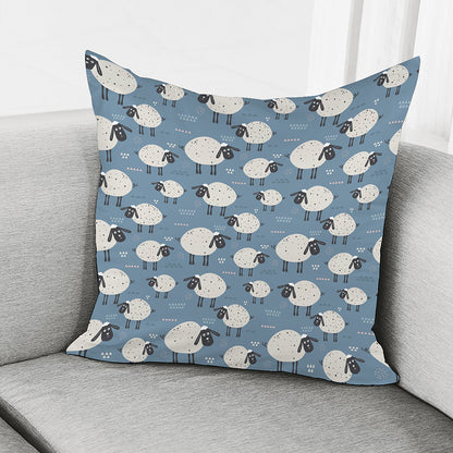 Happy Sheep Pattern Print Pillow Cover