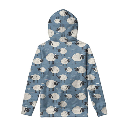 Happy Sheep Pattern Print Pullover Hoodie