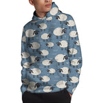 Happy Sheep Pattern Print Pullover Hoodie