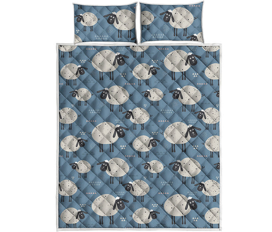 Happy Sheep Pattern Print Quilt Bed Set