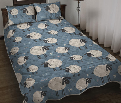 Happy Sheep Pattern Print Quilt Bed Set