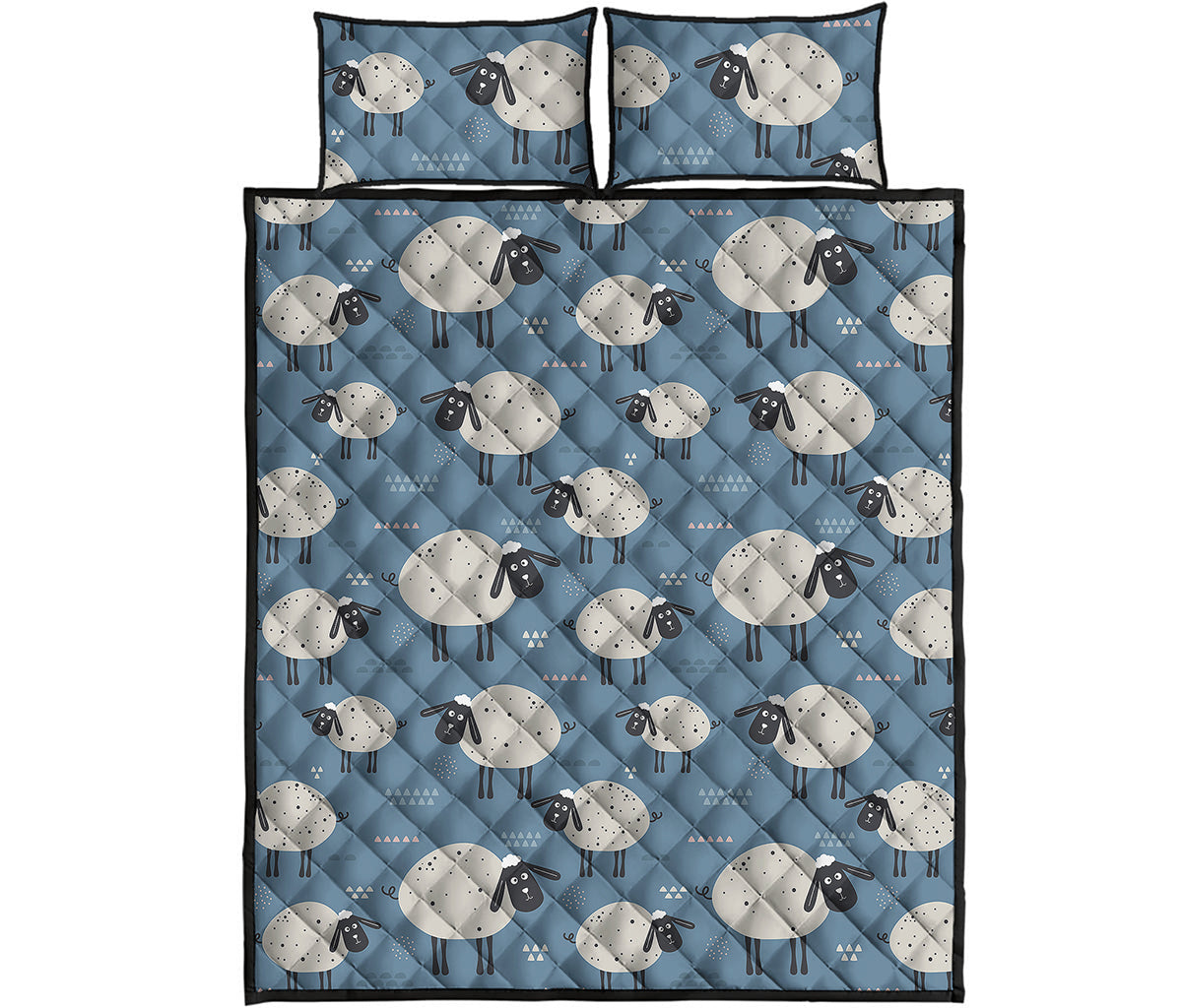 Happy Sheep Pattern Print Quilt Bed Set