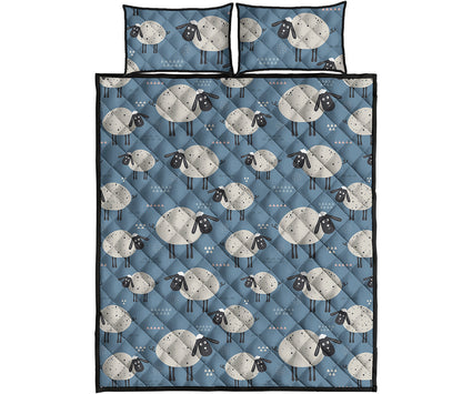 Happy Sheep Pattern Print Quilt Bed Set