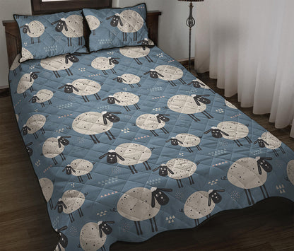 Happy Sheep Pattern Print Quilt Bed Set