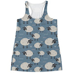 Happy Sheep Pattern Print Women's Racerback Tank Top