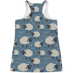 Happy Sheep Pattern Print Women's Racerback Tank Top