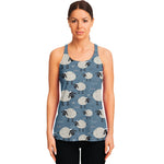 Happy Sheep Pattern Print Women's Racerback Tank Top