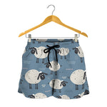 Happy Sheep Pattern Print Women's Shorts