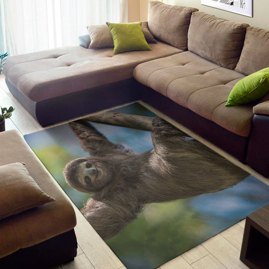 Happy Sloth Print Area Rug