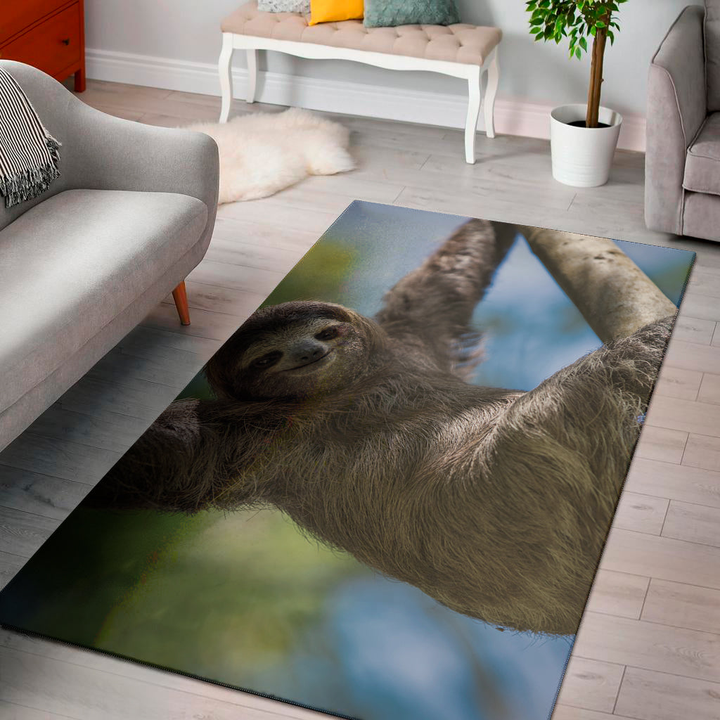 Happy Sloth Print Area Rug