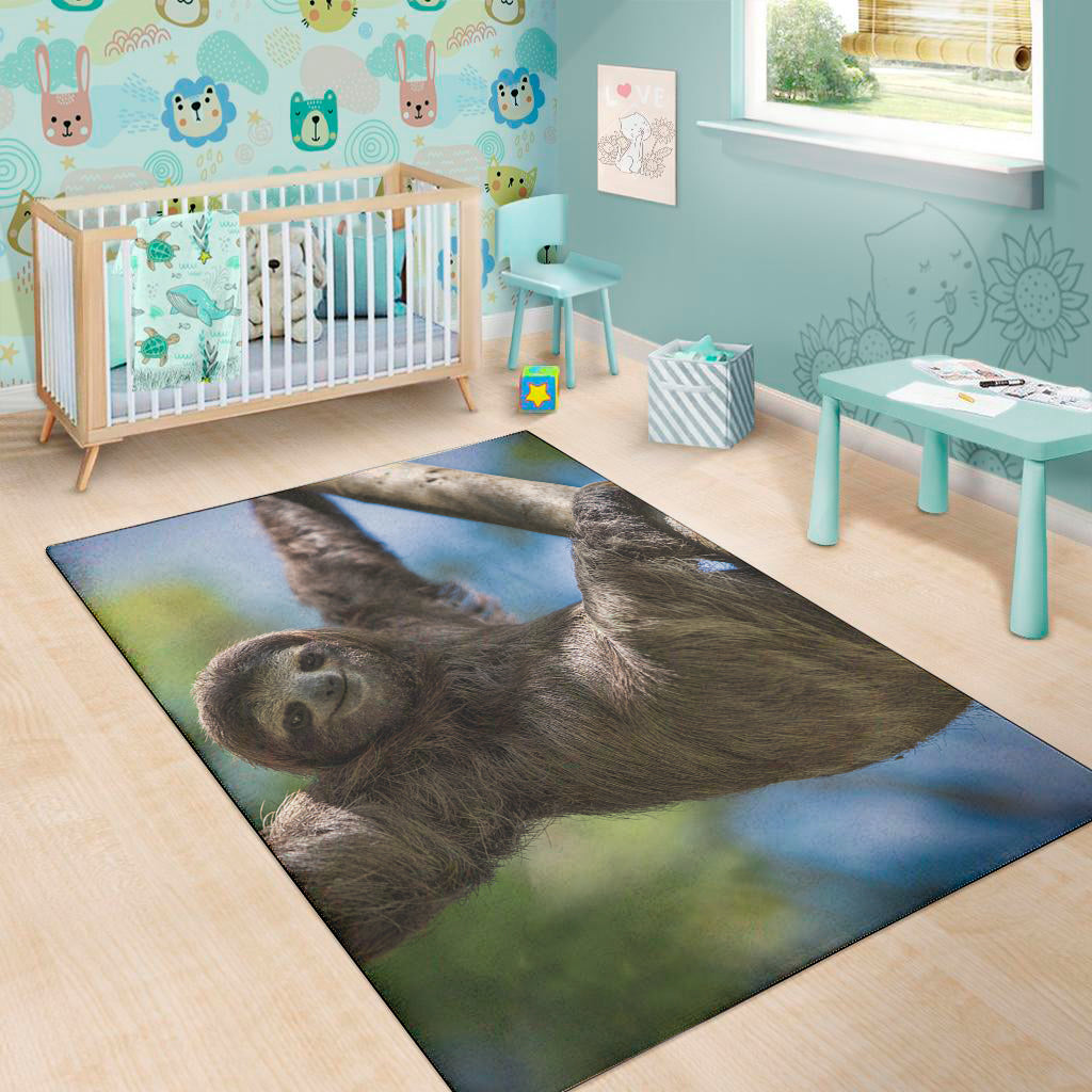 Happy Sloth Print Area Rug