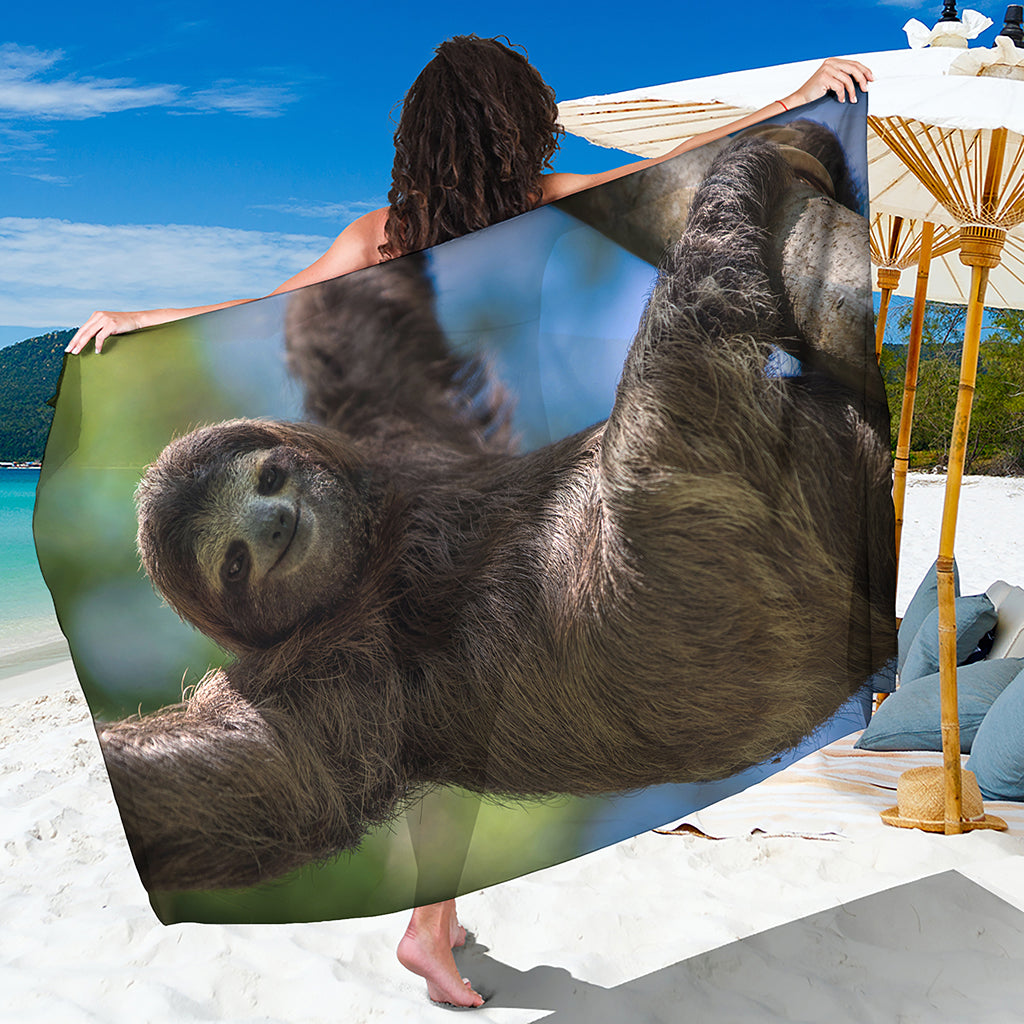 Happy Sloth Print Beach Sarong Wrap