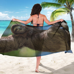 Happy Sloth Print Beach Sarong Wrap