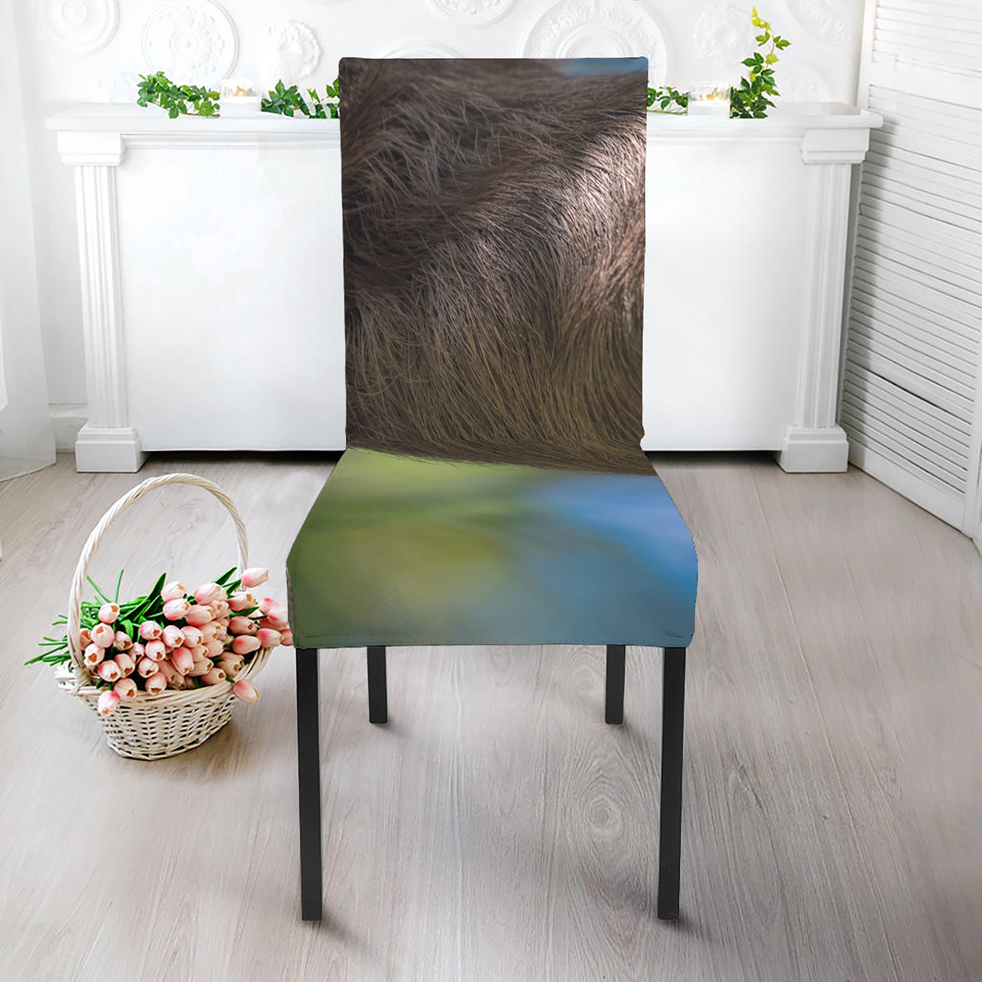 Happy Sloth Print Dining Chair Slipcover