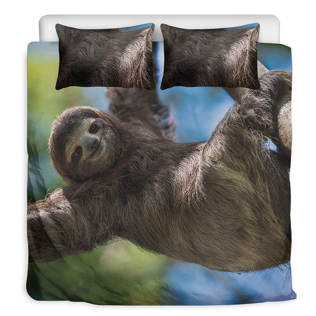 Happy Sloth Print Duvet Cover Bedding Set