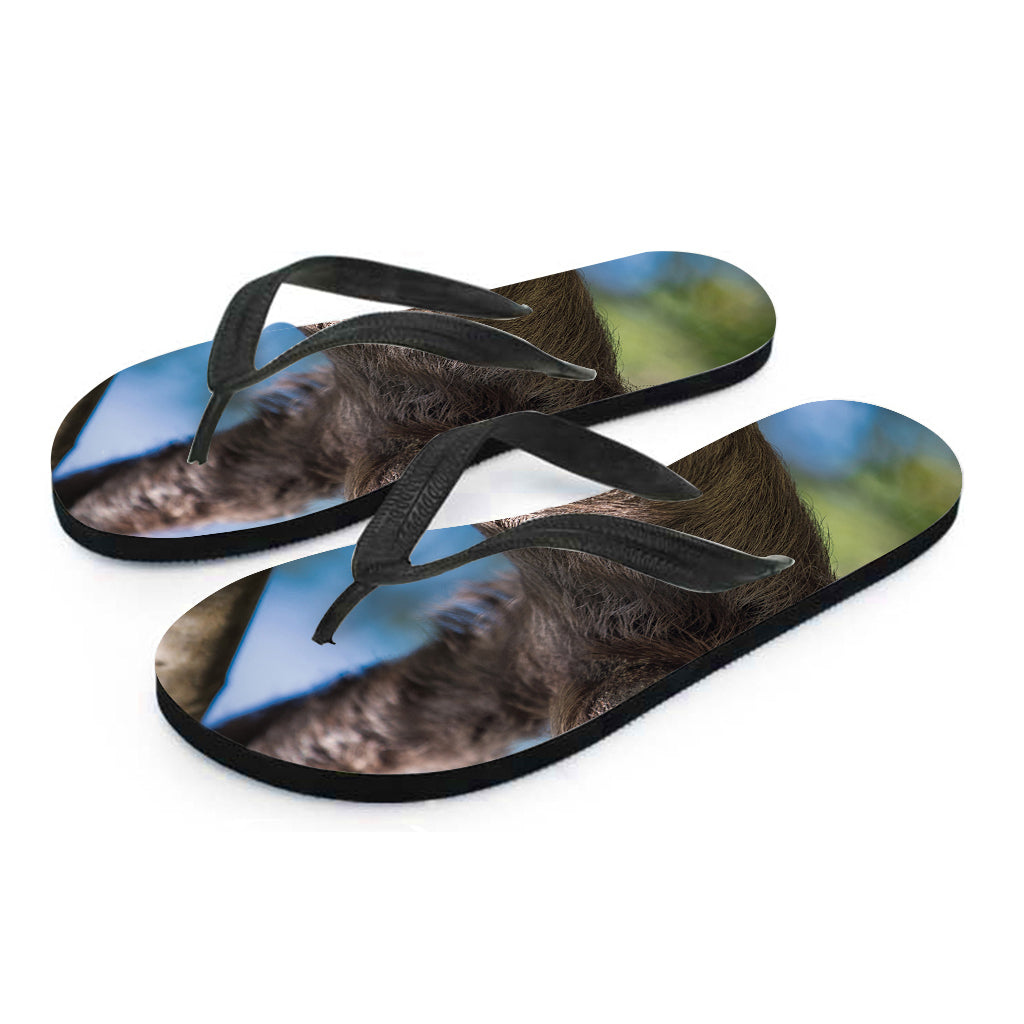 Happy Sloth Print Flip Flops