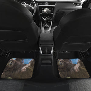 Happy Sloth Print Front and Back Car Floor Mats