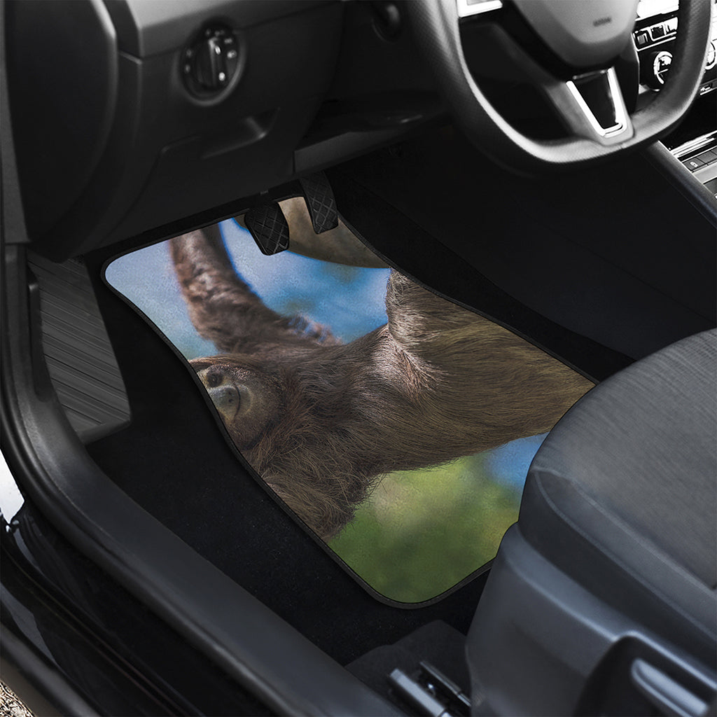 Happy Sloth Print Front and Back Car Floor Mats