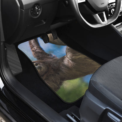 Happy Sloth Print Front and Back Car Floor Mats
