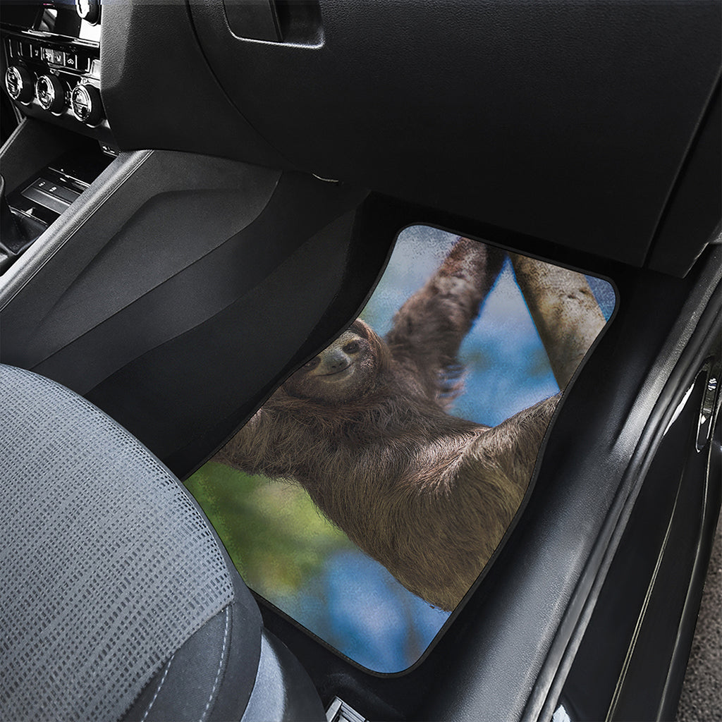 Happy Sloth Print Front and Back Car Floor Mats