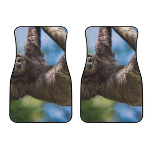 Happy Sloth Print Front Car Floor Mats