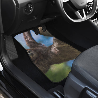 Happy Sloth Print Front Car Floor Mats