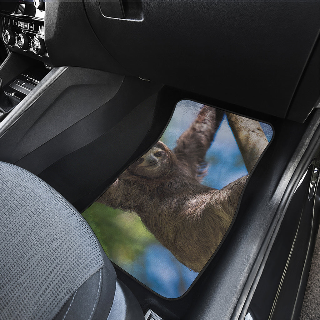 Happy Sloth Print Front Car Floor Mats