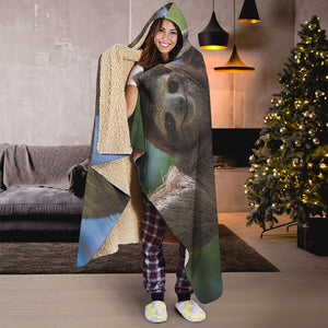 Happy Sloth Print Hooded Blanket