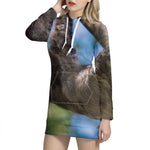 Happy Sloth Print Hoodie Dress