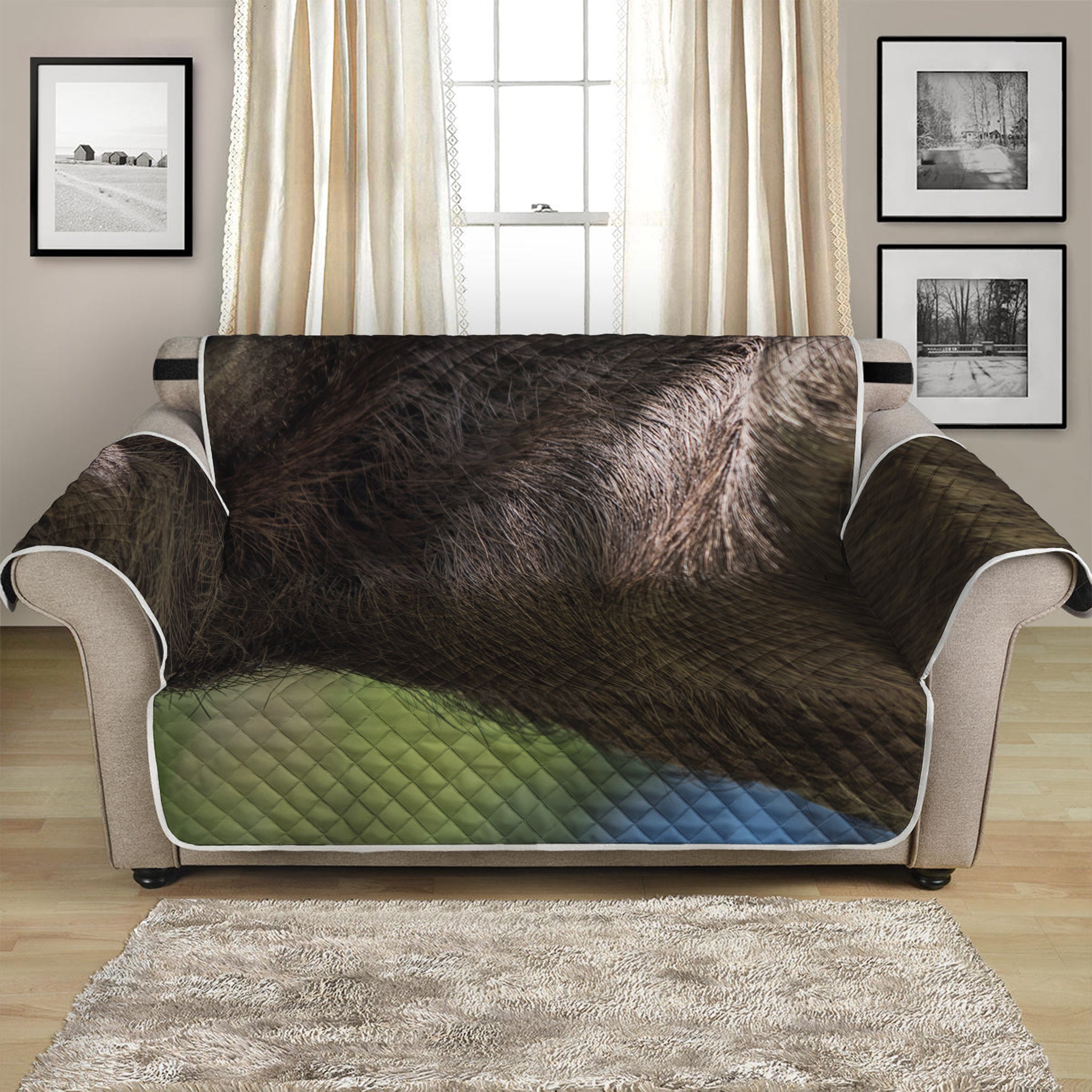 Happy Sloth Print Loveseat Protector