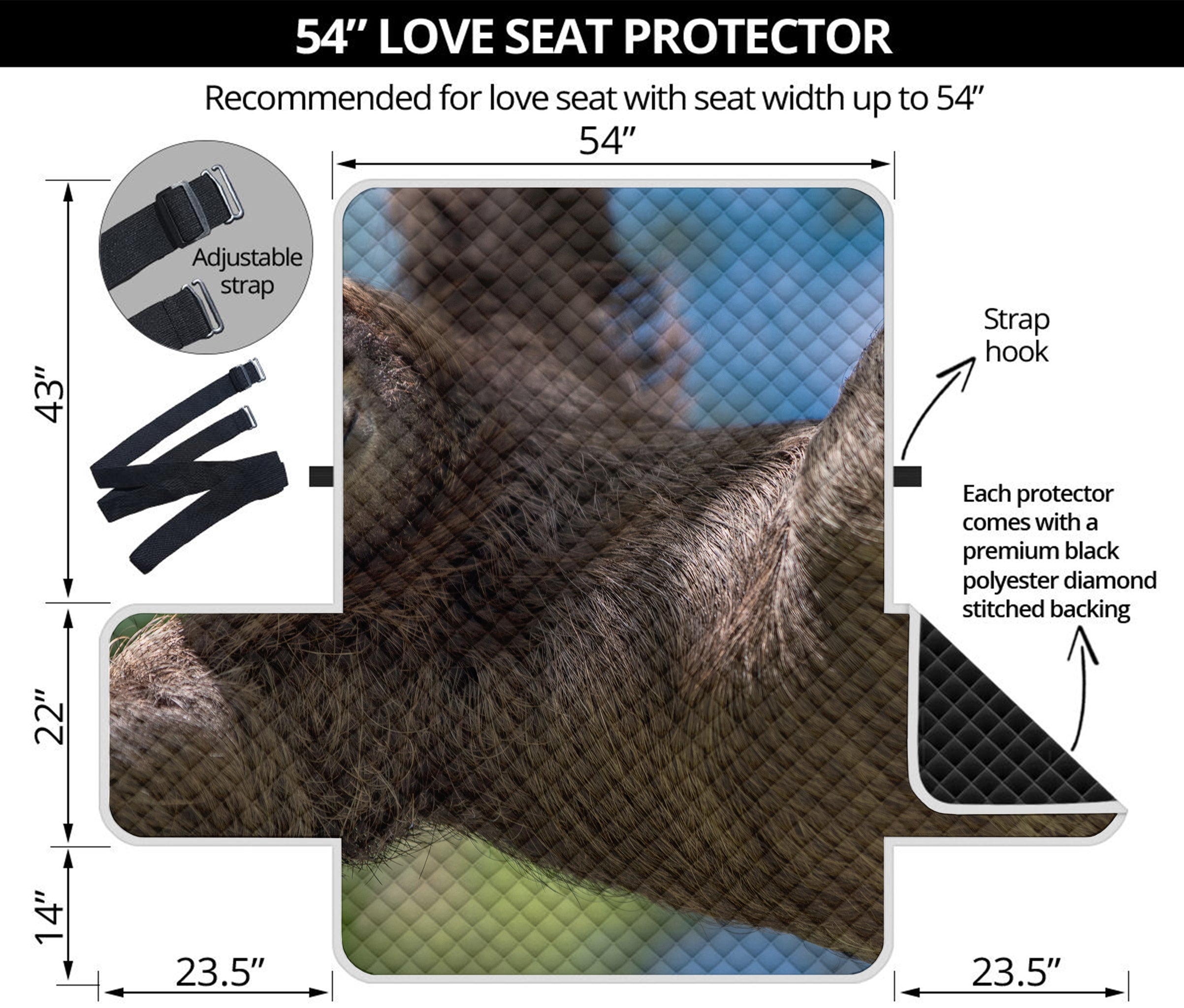 Happy Sloth Print Loveseat Protector