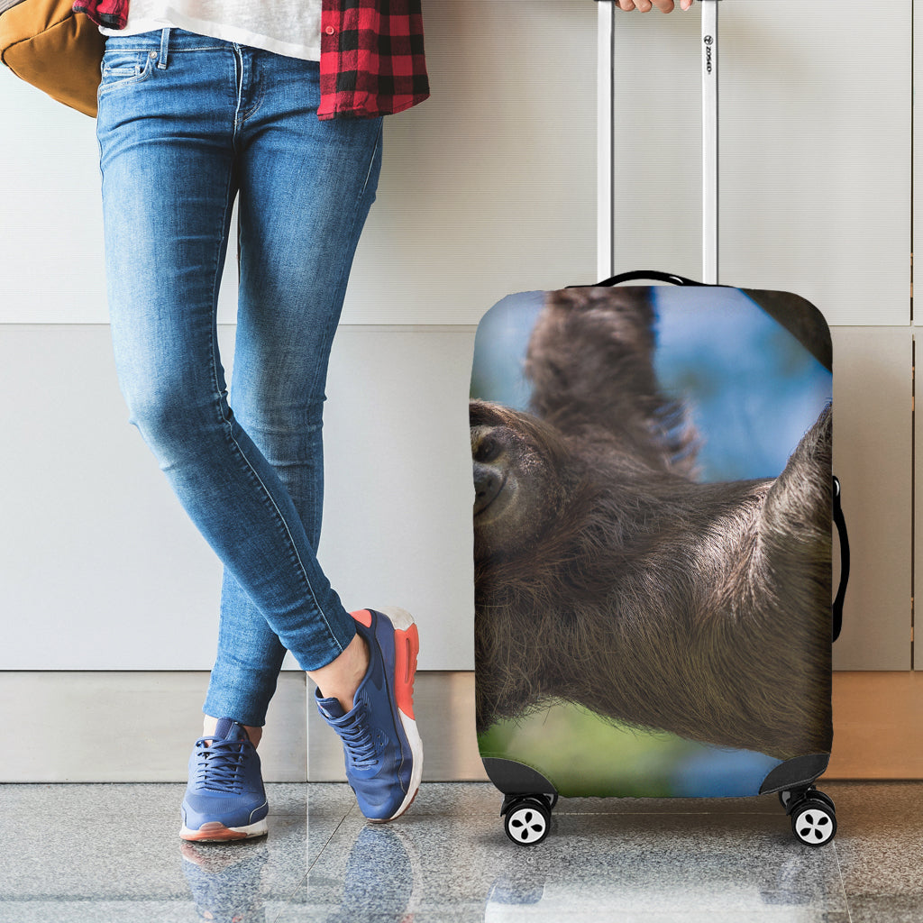 Happy Sloth Print Luggage Cover