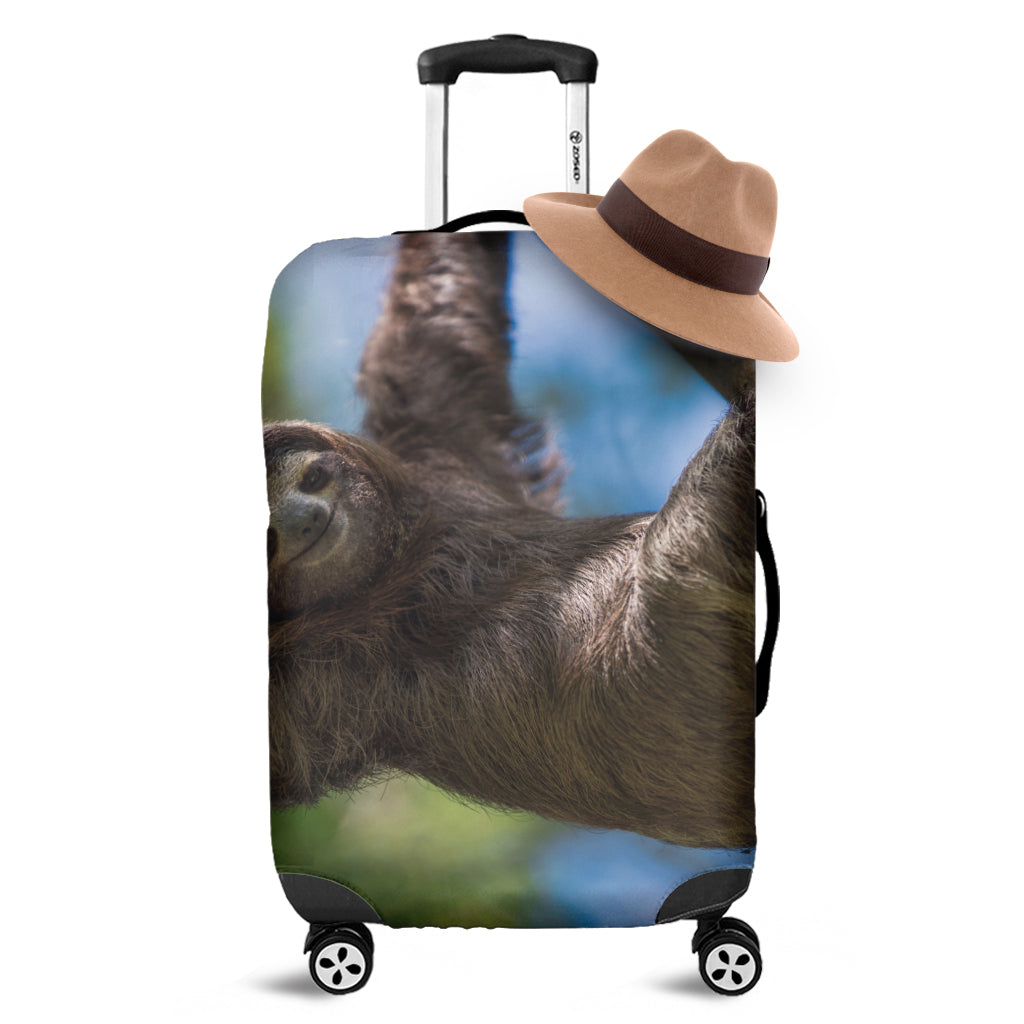 Happy Sloth Print Luggage Cover