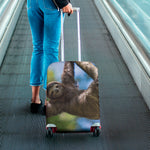 Happy Sloth Print Luggage Cover