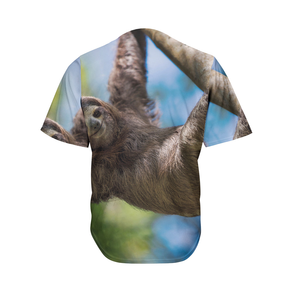 Happy Sloth Print Men's Baseball Jersey