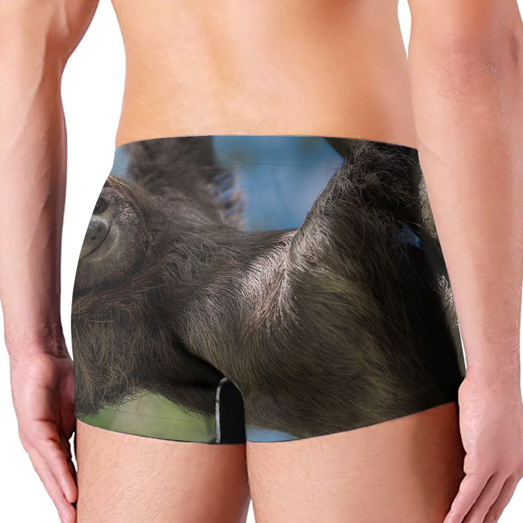 Happy Sloth Print Men's Boxer Briefs