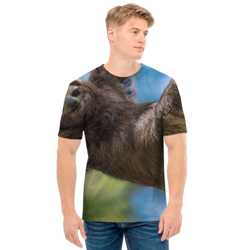 Happy Sloth Print Men's T-Shirt