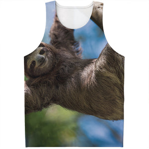 Happy Sloth Print Men's Tank Top