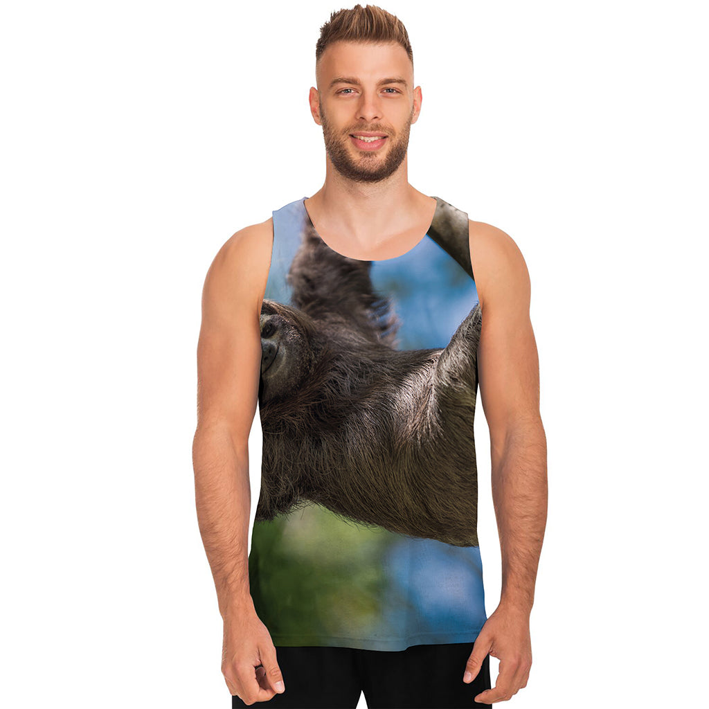 Happy Sloth Print Men's Tank Top