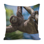 Happy Sloth Print Pillow Cover