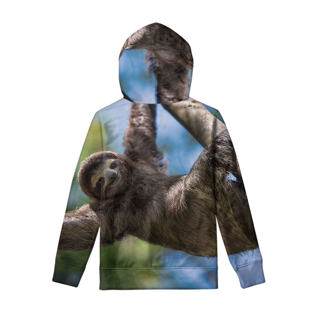 Happy Sloth Print Pullover Hoodie