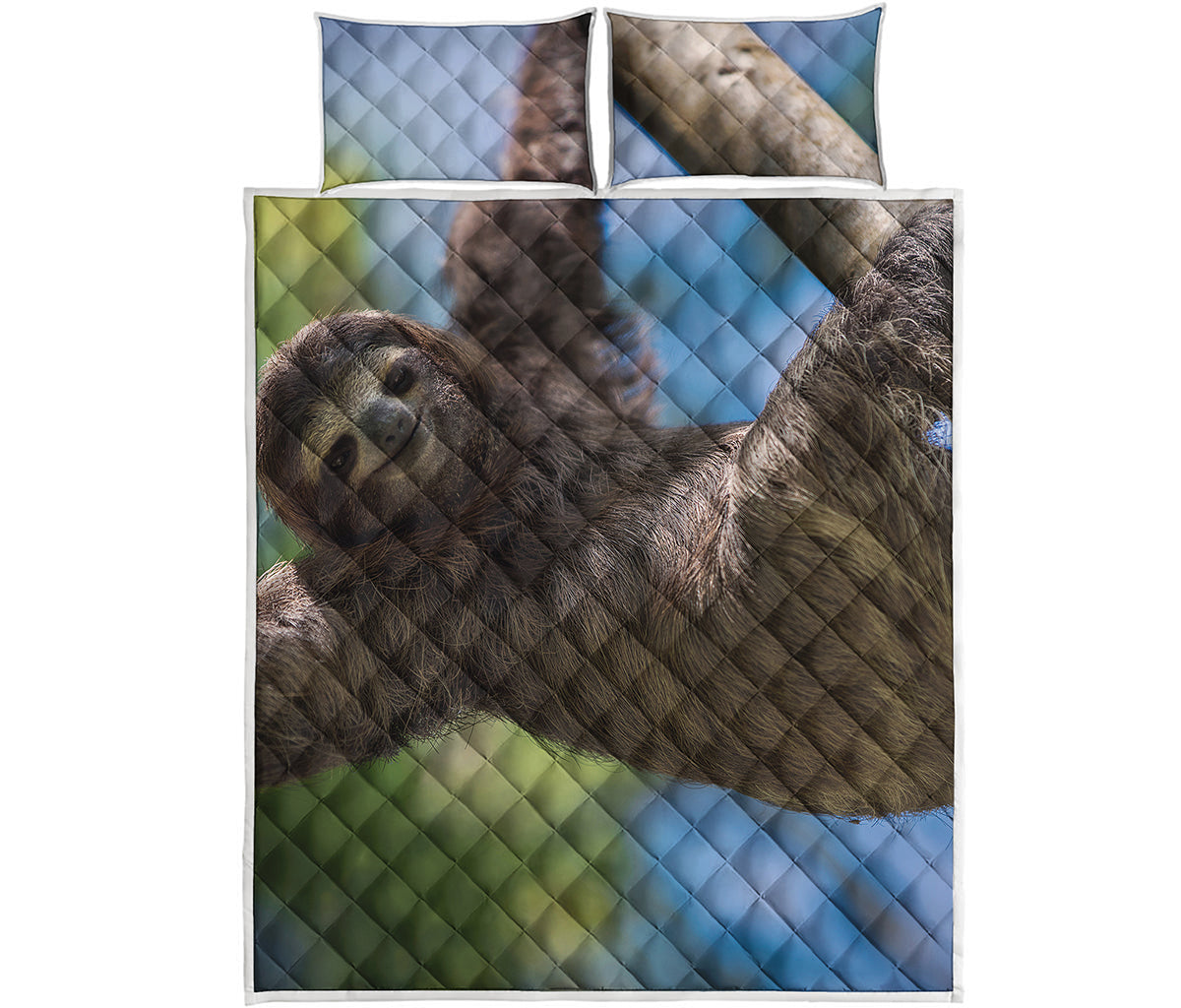 Happy Sloth Print Quilt Bed Set